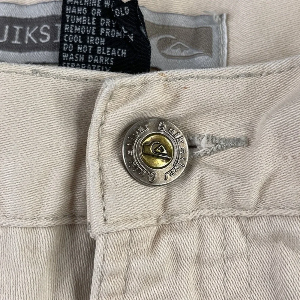 VINTAGE Quiksilver Pants Mens‎ 36 (Fits 35x32) Khaki Cargo Baggy Skater Y2K